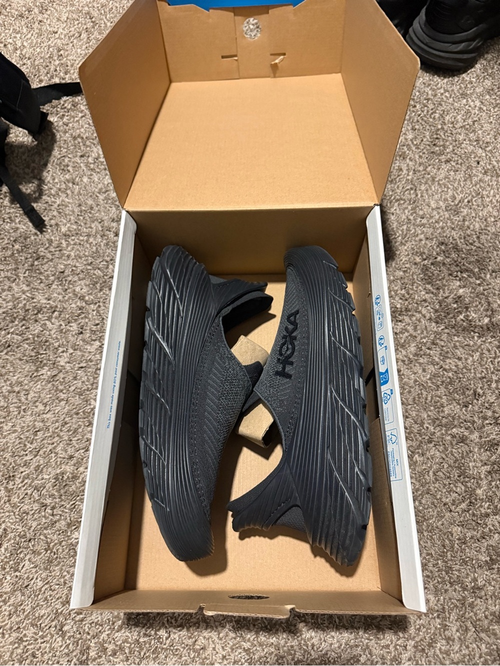 Hoka Men's Black Slip-On Knit Running Shoes